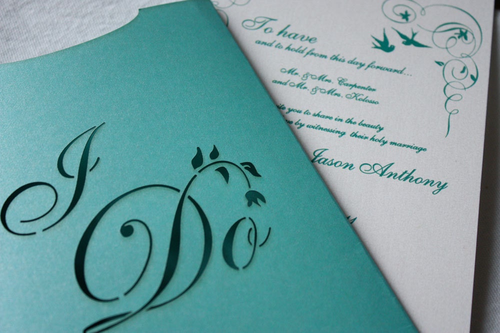 Laser cut pocket - "I Do"