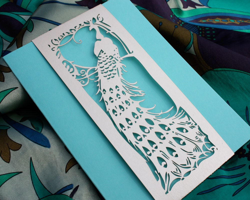 Laser cut belly band - "Art Deco Peacock"