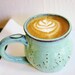 Stoneware Mug - Ceramic Coffee Cup in Aqua Mist OOAK - French Country Dinnerware - Ready to Ship