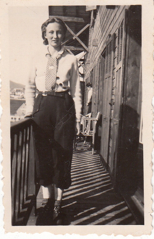 1938 Vintage/Antique photo of a woman in a nice sweater with  a tie