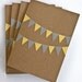 Stationery Cards Set with Bunting Flag in Yellow and Grey