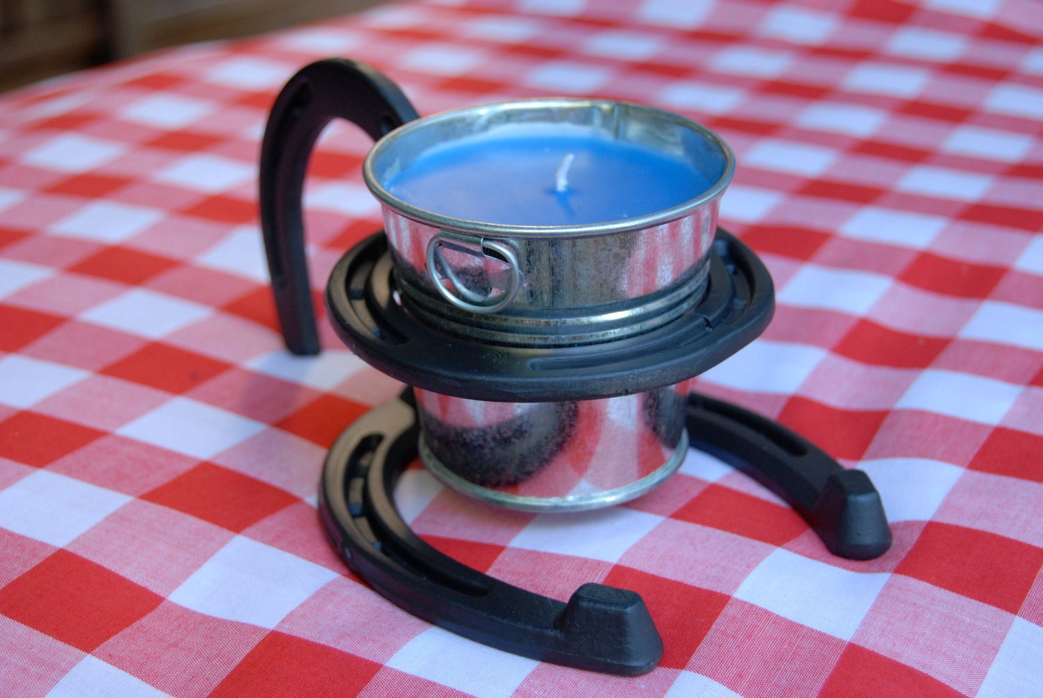 Picnic candle and holder, place on picnic table or BBQ,  any color.  MADE to ORDER