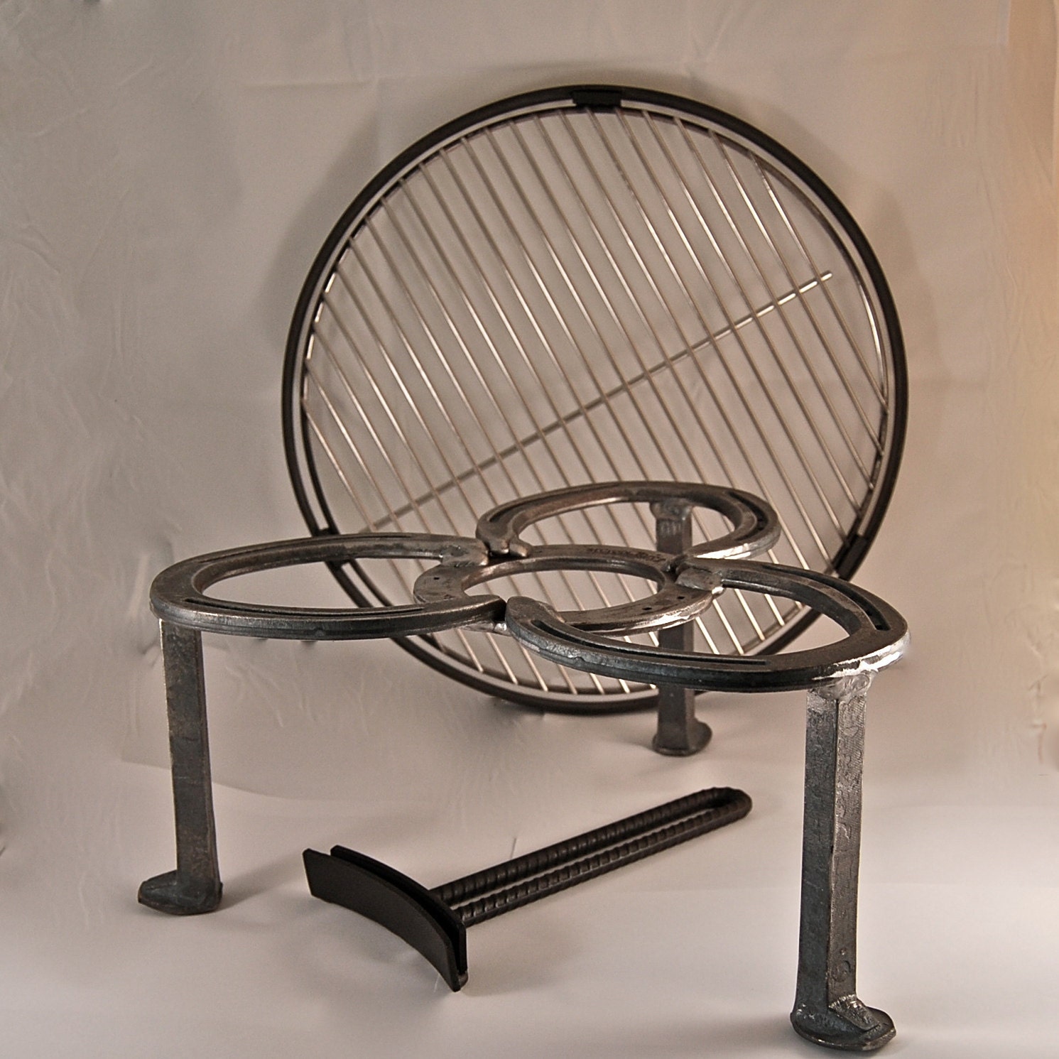 CAMPING grate Stand, Grill, handle set, Dutch Oven cooking, campfire, outdoors open fire pit, MADE to ORDER