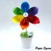 Color Explosion Kusudama Flower in White Bucket with Origami Peace Crane