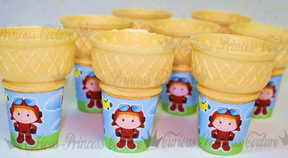 ICE CREAM cone wraps wrappers labels Little Pilots airplane air plane PRINTABLE file diy piy