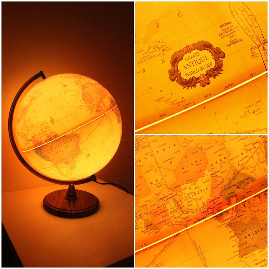 Vintage Cram's Antique Globe Lamp By The George F. Cram Company // Made in USA