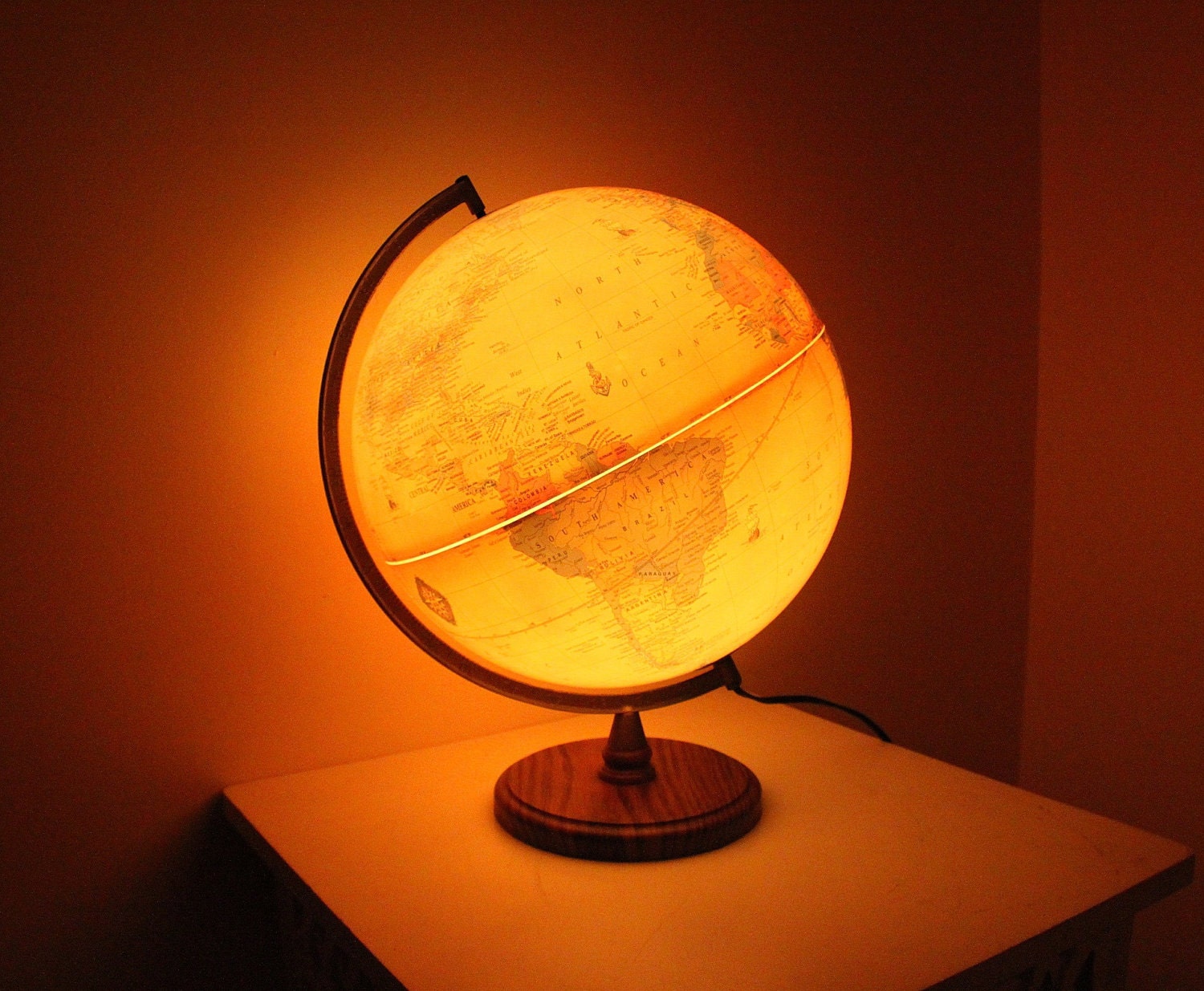 Vintage Cram's Antique Globe Lamp By The George F. Cram Company // Made in USA