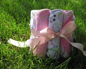 Receiving Blanket and 3 Flannel Baby Burp Cloths- girlygirl