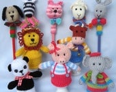 Cute Animal Heads for knitted egg cozy, pencil topper, brooch - INSTANT DOWNLOAD - PDF email knitting pattern - ePattern