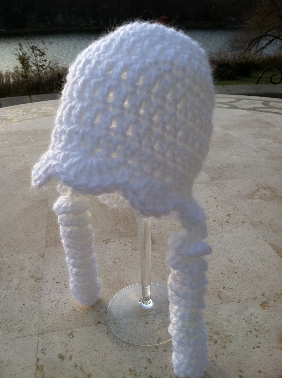 Newborn Baby Crochet Hat, Baby Hat, Child Hat, Winter Hat, Hat with Earflaps, White, Christmas, Accessories, Photo Prop
