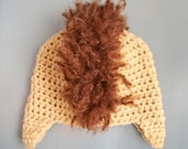 Mohawk Beanie Hat Baby Boy Newborn-12 Month Size Brown Ear Flap Punk Hat