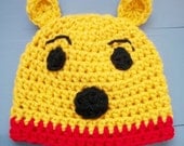 Winnie the Pooh Hat, Yellow Crochet Bear Hat,  SIZES NEWBORN - 12 MONTHS
