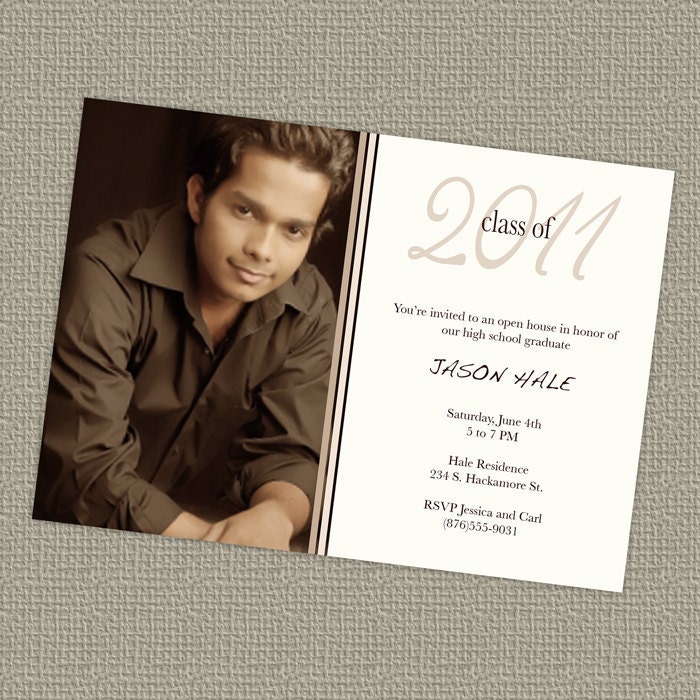 Modern Graduation Announcement/Invitation, any colors or neutral, printable, digital file