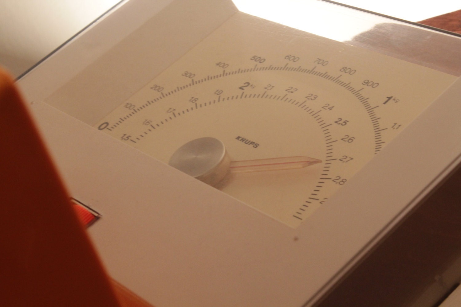 vintage KRUPS 70s Kitchen Scale, Yellow White design, minimalistic.