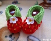 Knitting pattern baby shoes, -strawberry- approx 3 1/2 inches PDF