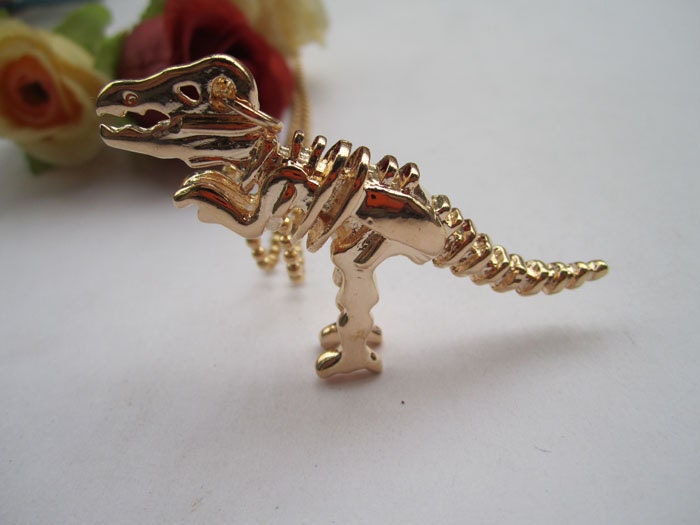 12Pcs Dinosaur plated  gold  Necklace Pendant