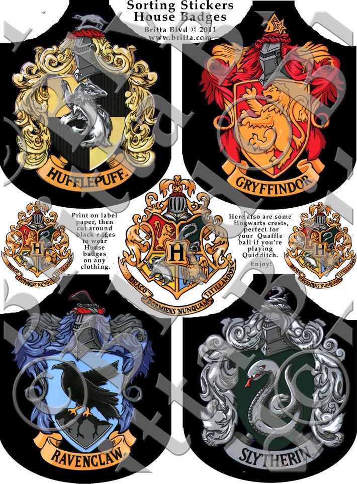 Sorting Stickers Student Wizard House Badges - Single Sheet of Removable Labels