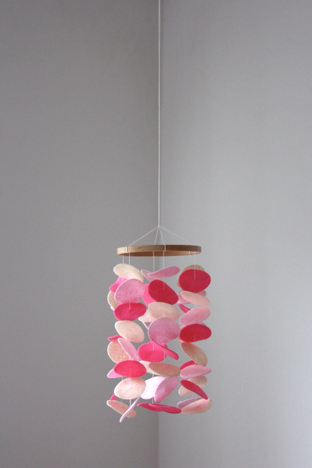 Circle Mobile - Pink Cream Circles - Modern Kids Mobile - Baby Crib Mobile - Baby Pink, Bright Pink and Ivory