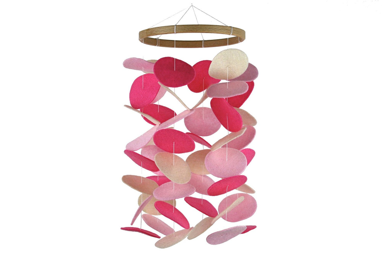 Circle Mobile - Pink Cream Circles - Modern Kids Mobile - Baby Crib Mobile - Baby Pink, Bright Pink and Ivory