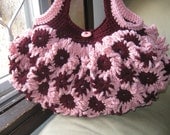 Crochet Flower Purse Pink and Maroon