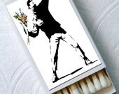 Banksy Panda Gun Monkey Lady Girl Balloon Flower Protester Party Favor Set of 4 Match Boxes