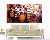 XLarge Original gallery canvas abstract contemporary 36" palette knife signature floral Oil painting by Nicolette Vaughan Horner