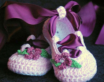 Crochet Pattern Ballerina Baby Booties PDF  - Pattern number 202 Instant Download