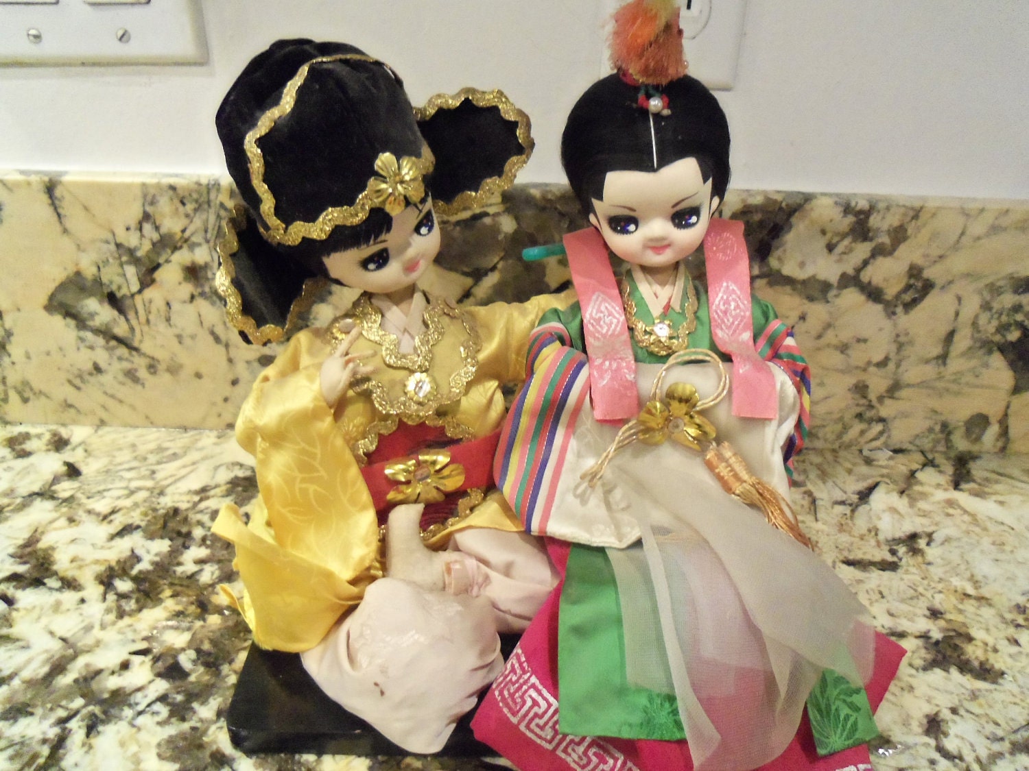 Collectible Vintage Dolls Oriental Japanese Asian Korean Style Made in Korea 1960's Figurines