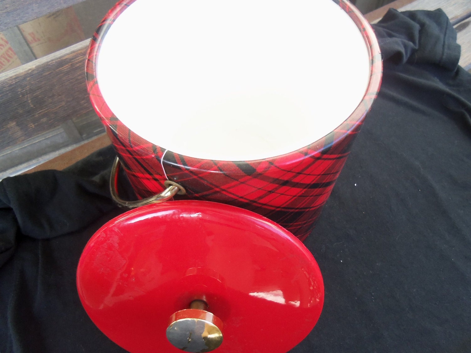 Rockabilly Red Ice Bucket Vintage Home Decor Housewares Party Tableware Dinnerware 1960's Man Cave Barware