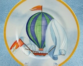Hot Air Balloon MONTGOLFIERE Williams Sonoma Plate Salad Dessert - Striped