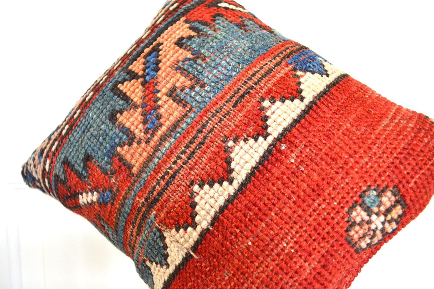 Kazak Rug Pillow - Kilim Pillows - Oriental Carpet - Decorative Throw Cushion