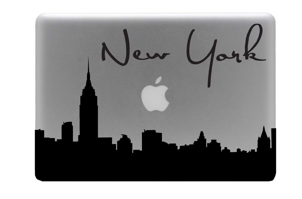 New York Skyline Macbook Decal With Writing / Macbook Sticker / Laptop Decal