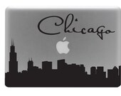 Chicago Skyline Macbook Decal With Writing / Macbook Sticker / Laptop Decal