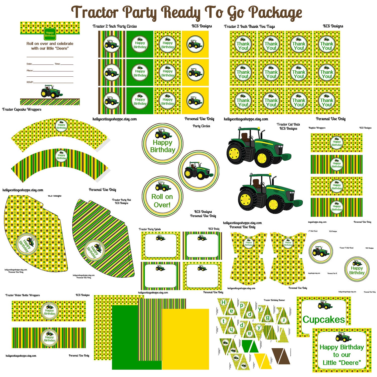 SALE... Tractor Birthday Party Ready To Go Package... Printable, Digital Il_570xn