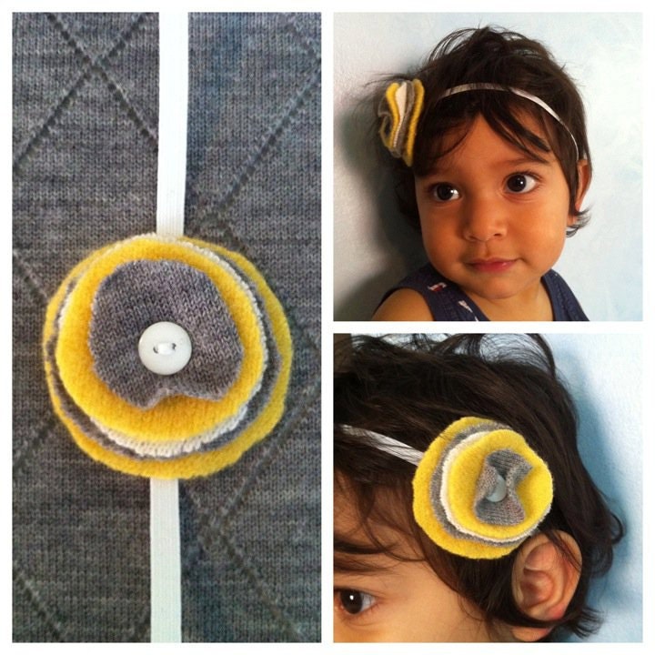 Yellow/Grey Wool headband