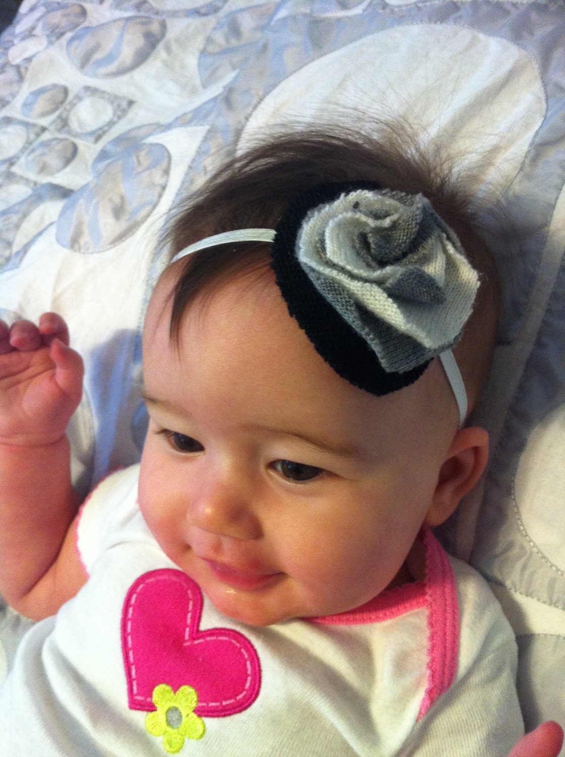Grey/white/black wool headband