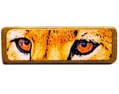 Big Cat Brooch Lion Eyes. Orange and black.Original hand made cat jewelry