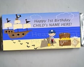 Customized Boy Pirates Baby Shower / Birthday Candy Bar Wrapper,  Printed pack of 25 wrappers - Foil wrap included