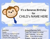 Personalized Boy or Girl Jungle Safari Animal Monkey Shower / Birthday Candy Bar Wrapper,  Printed pack of 25 wrappers - Foil wrap included