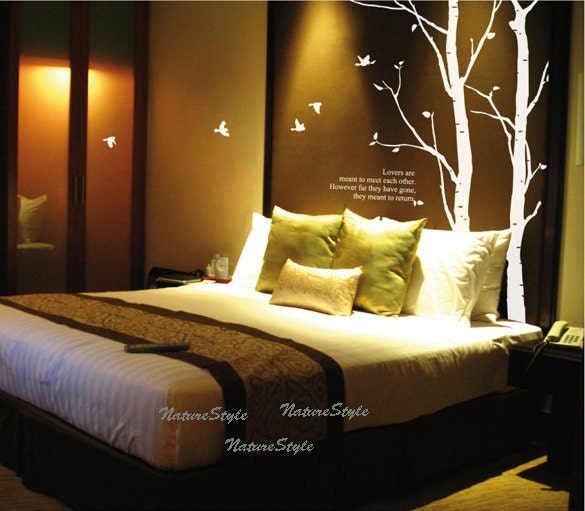 Two Winter Trees with Flying Birds-Vinyl Wall Decal,Sticker,Nature Design