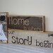 Home is where our Story Begins saying on decorative wooden blocks home decoration brown vintage wedding gift personalized photo gift