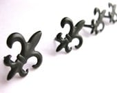 Large French Valentine Fleur-de-Lis Black Brads/Embellishments-Lot of 12-For Scrapbooking, Card making, Gift Tags or Party Invites