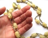 Summery Vintage Necklace-Gold Chain and Pale Yellow Rock Beads-Slightly Nautical-Boho Accessories-Mother's Day Jewelry