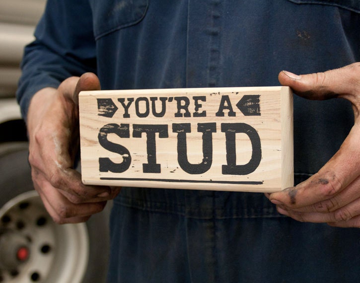 Guy Card - You're A Stud Wood Manly Card