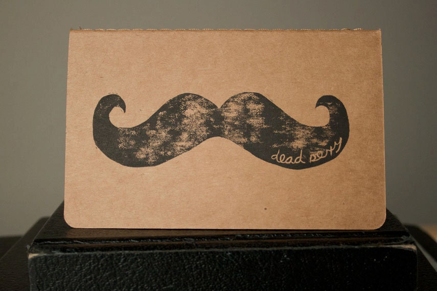 JOURNAL - Dead Sexy Moustache Male Movember LINOCUT PRINT