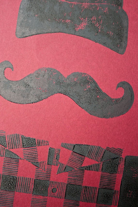 JOURNAL - Manly LUMBERJACK Retro Red and Black Buffalo Plaid Linocut PRINT
