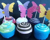Butterfly Cupcake Toppers Set of 12 for a birthday party, bridal or baby shower, wedding, or Bat Mitzvah