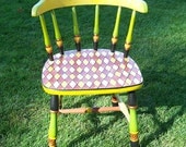 whimsical, hand painted, alice in wonderland, wood childs chair