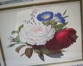 Floral Prints set of 4 in Green Faux Marble Frames