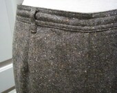 Vintage Brown Tweed Wool Pants Womens 10 L.L. Bean side zip w/ Cargo Pockets